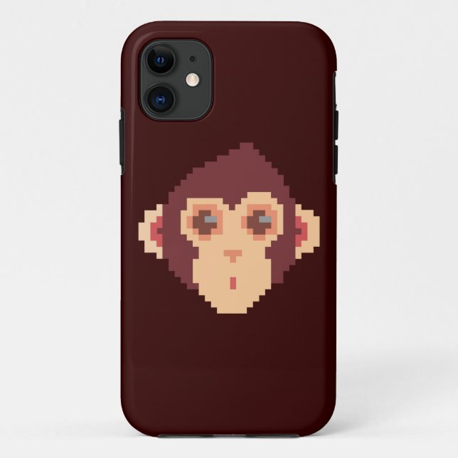 Capa Para iPhone 11 Rosto de macaco pixelado fofo (Verso)
