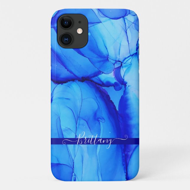 Capa Para iPhone 11 Roteiros de Arte Personalizados abstrato Azul (Verso)