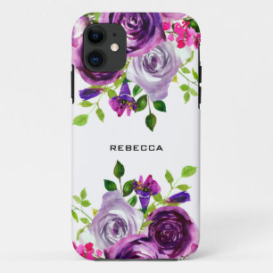 Capa Para iPhone 11 Roxo buquê de flores