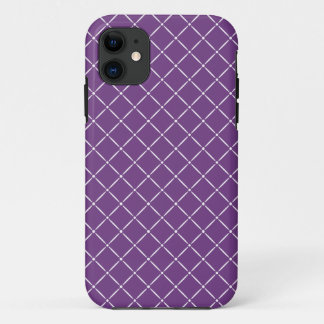 Capa Para iPhone 11 Roxo com teste padrão acolchoado branco