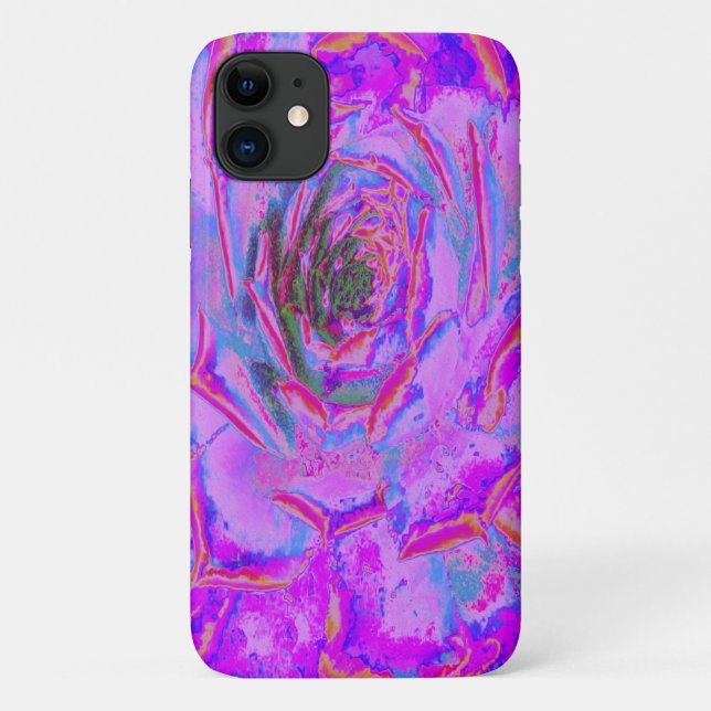 Capa Para iPhone 11 Roxo e Magenta - Sena Rosette Suculente (Verso)