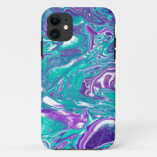 Capa Para iPhone 11 Roxo e Teto Fluid Art Marble como