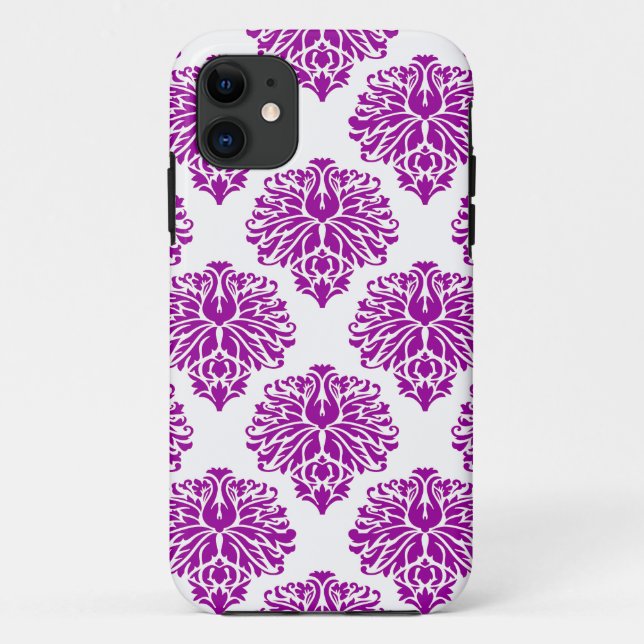 Capa Para iPhone 11 Roxo Elegante Damask (Verso)