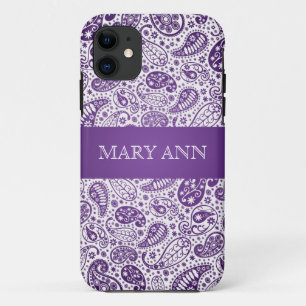 Capa Para iPhone 11 Roxo elegante do teste padrão de Paisley