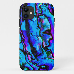Capa Para iPhone 11 Roxo Verde Azul Iridescente Marmoreado Bonito