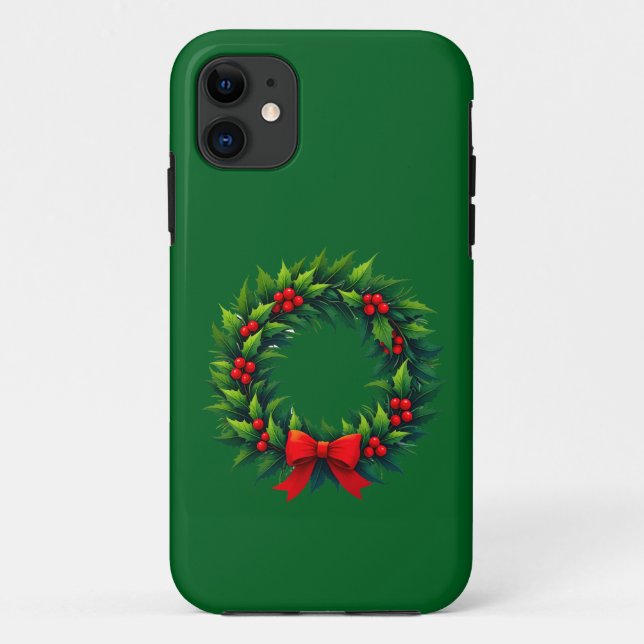 Capa Para iPhone 11 Rua de Natal com Arco Vermelho (Verso)