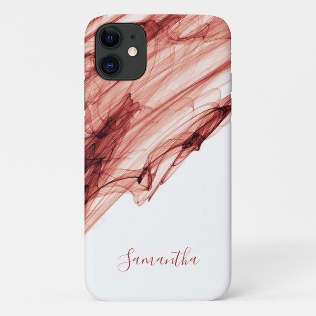 Capa Para iPhone 11 Ruby Smoking Red White, elegante, personalizado (Verso)