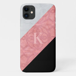 Capa Para iPhone 11 Ruddy Pink Batik E Cinza Watercolor Letra