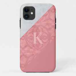 Capa Para iPhone 11 Ruddy Pink Batik E Cinza Watercolor Letra