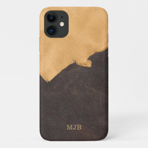 Capa Para iPhone 11 Rustic Buckskin Leather Monogramas Men
