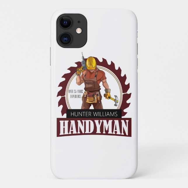 Capa Para iPhone 11 Rustic Repairman Construction Handyman Modern (Verso)