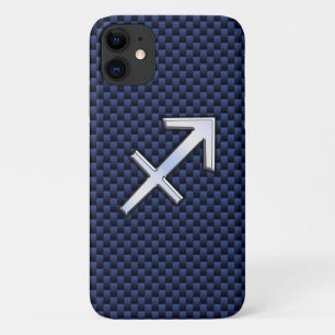 Capa Para iPhone 11 Sagitário - Sinal Zodíaco no Marinho de Fibra de