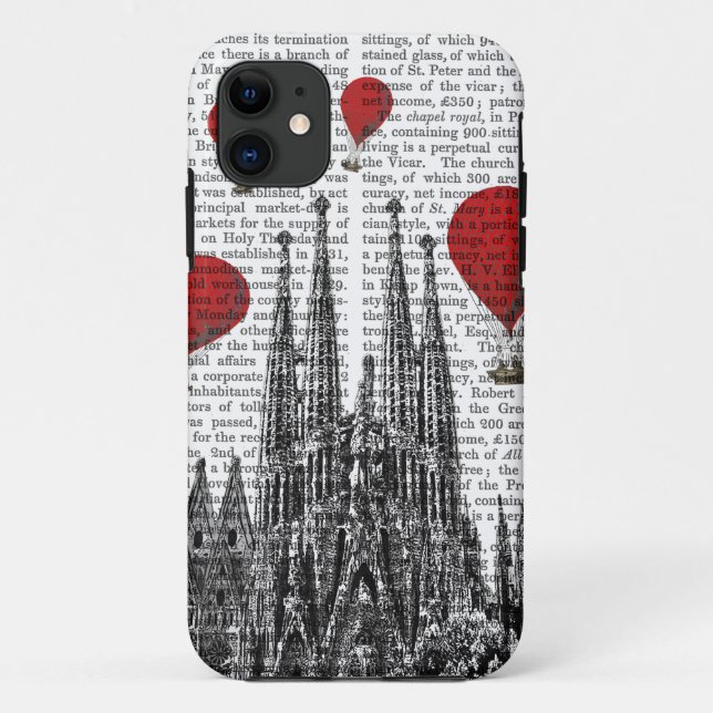 Capa Para iPhone 11 Sagrada Família e Balões de Ar Quente Vermelho (Verso)