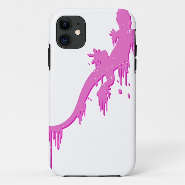 Capa Para iPhone 11 Salamandra Cor-De-Rosa Distante Com Pó De Tinta (Verso)