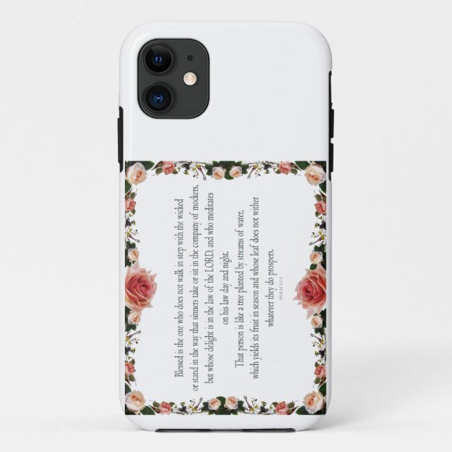 Capa Para iPhone 11 Salm 1 com bordas de flores (Verso)