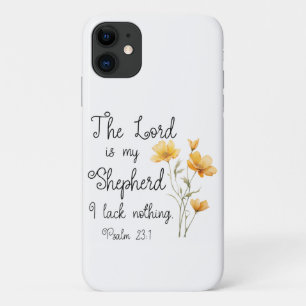 Capa Para iPhone 11 Salmo 23:1 O Senhor é meu Pastor Flor Amarelo