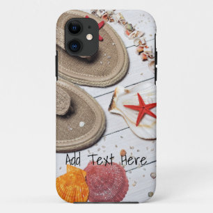 Capa Para iPhone 11 Sandals, Seashells e Starfish na Praia