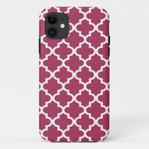 Capa Para iPhone 11 Sangria Red Azulejo do Marrocos Trellis Pattern