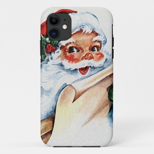 Capa Para iPhone 11 Santa Claus with his Christmas list scroll (Verso)