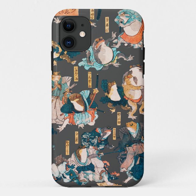 Capa Para iPhone 11 Sapo japonês ukiyo-e Froggies (Verso)