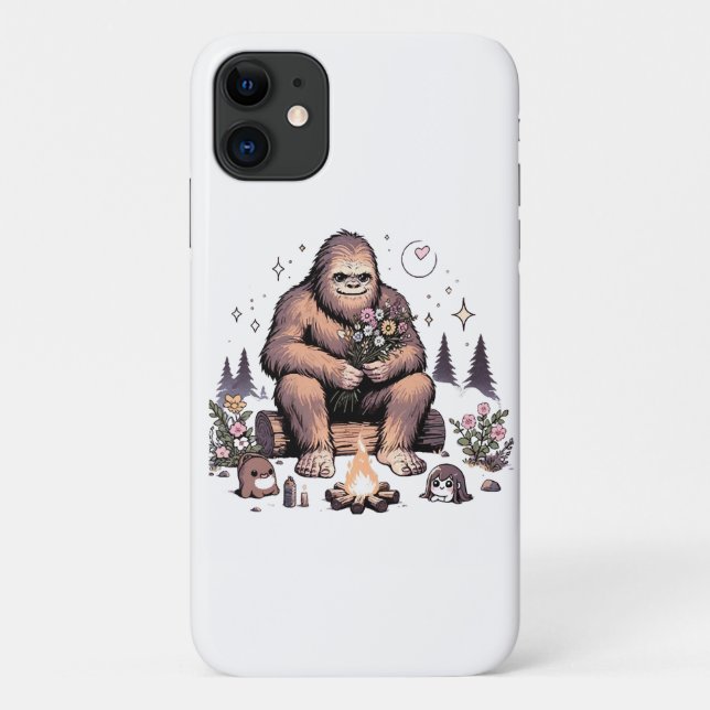 Capa Para iPhone 11 Sasquatch Segurando Flores (Verso)