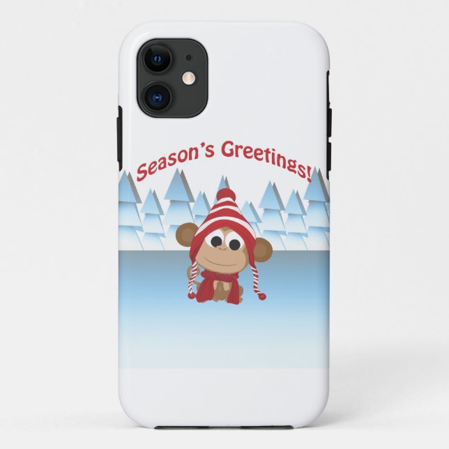 Capa Para iPhone 11 Saudações da temporada! Macaco (Verso)