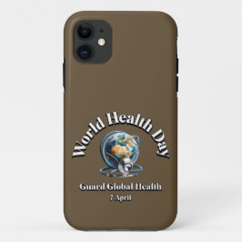 Capa Para iPhone 11 Saúde Global da guarda. Dia Mundial da Saúde.