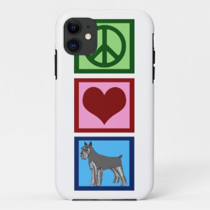 Capa Para iPhone 11 Schnauzers do amor da paz