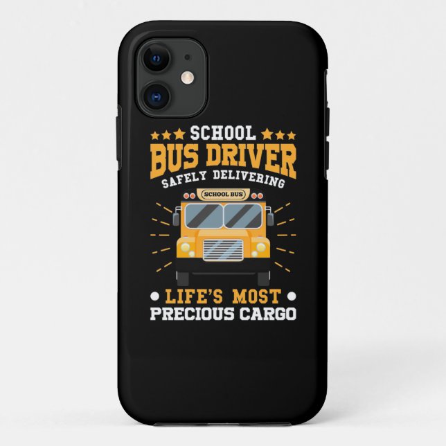 Capa Para iPhone 11 School Bus Driver Safely Delivering (Verso)