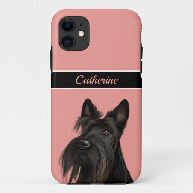 Capa Para iPhone 11 Scottish Terrier (Scotty Dog) - Rosa  (Verso)
