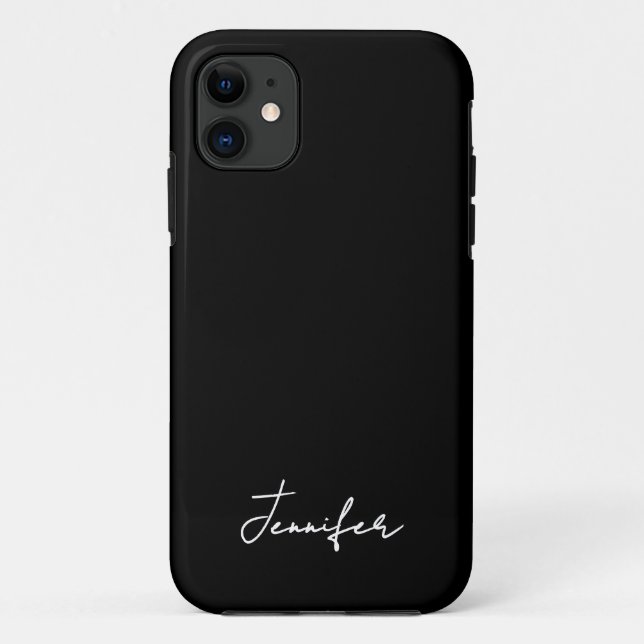 Capa Para iPhone 11 Script de assinatura de nome personalizado preto m (Verso)