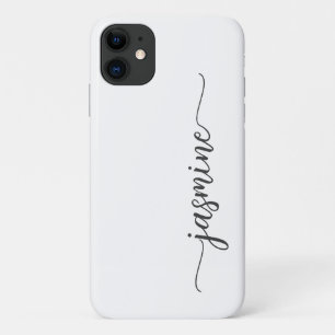 Capa Para iPhone 11 Script de Nome do Monograma Branco Girly Minimalis