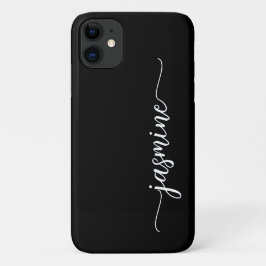 Capa Para iPhone 11 Script de Nome do Monograma Preto Minúsculo Girly