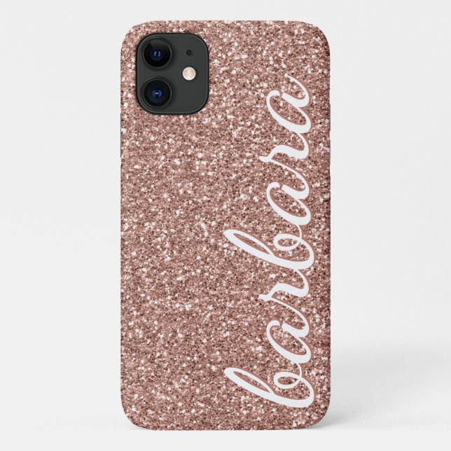 Capa Para iPhone 11 Script de Tendência de Glitter Dourada do rosa Per (Verso)