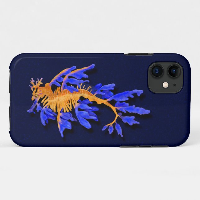 Capa Para iPhone 11 Seadrágono Dourado e Azul Ilustrado (Verso (horizontal))