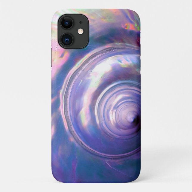 Capa Para iPhone 11 Seashell tropical opal mãe de pérola parece roxa (Verso)