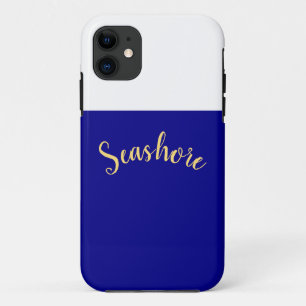 Capa Para iPhone 11 SEASHORE Bloco de Cor Azul Real Branco Moderno