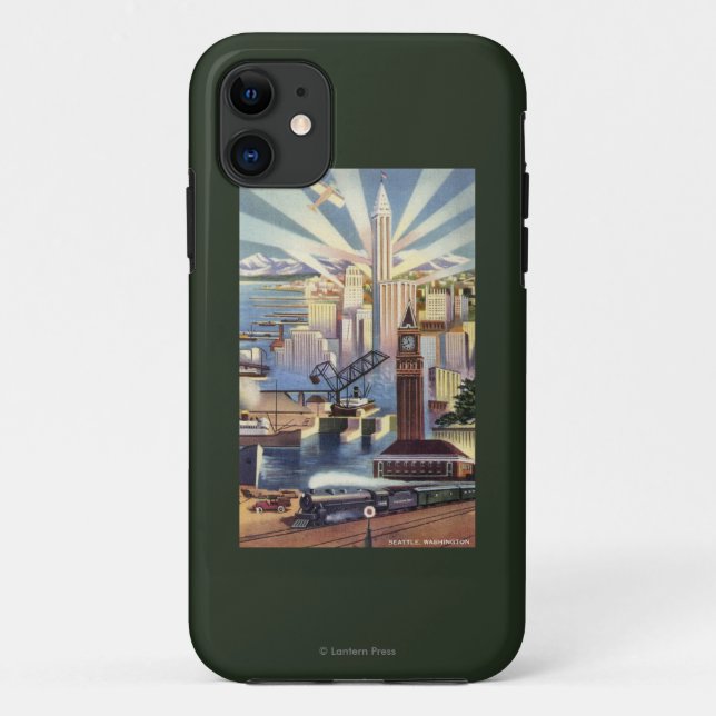 Capa Para iPhone 11 Seattle, Washington - vista do centro (Verso)