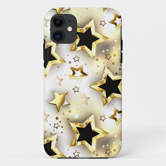 Capa Para iPhone 11 Sem costura leve com estrelas douradas (Verso)