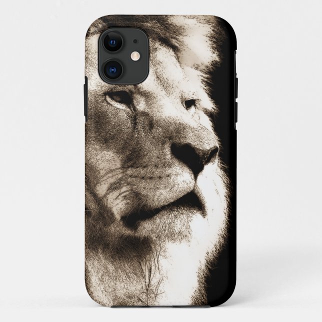 Capa Para iPhone 11 Sepia Lion (Verso)