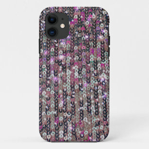 Capa Para iPhone 11 Sequências prateadas cor-de-rosa   padrão de bri