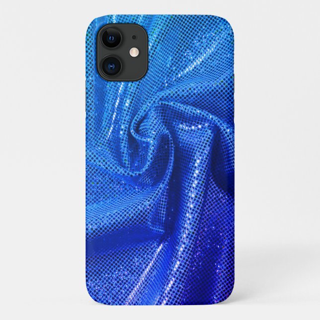 Capa Para iPhone 11 Sequin sparkle glitter parece azul (Verso)