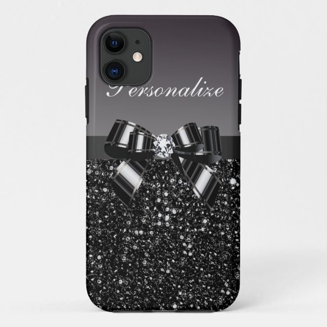 Capa Para iPhone 11 Sequins impressos, arco & diamante pretos & (Verso)