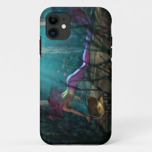 Capa Para iPhone 11 Sereia e tesouro digitais de fantasia submarina