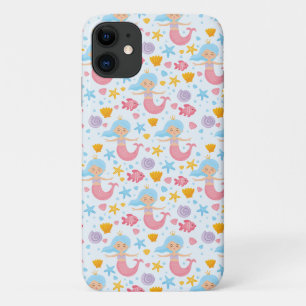 Capa Para iPhone 11 Sereia Fofa Oceano Estrela do Mar Pastel Verão