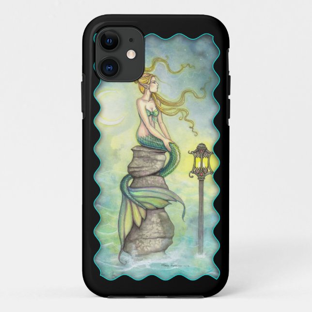 Capa Para iPhone 11 Sereia Mística e Arte Fantástica de Lanterna (Verso)