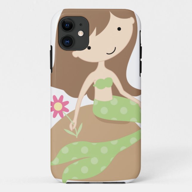 Capa Para iPhone 11 Sereia verde bonito do KRW (Verso)