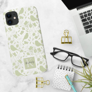 Capa Para iPhone 11 Serene Birds & Florals Monogramas