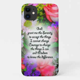Capa Para iPhone 11 Serenity Prayer escrito no Centro de Buquês
