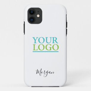 Capa Para iPhone 11 Seu logotipo/arte/foto, nome Black Script, Branco